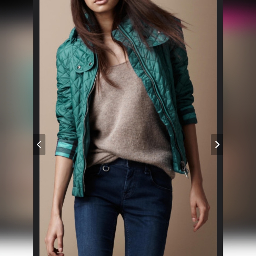 Burberry Lightweight Quilted hooded jacket XS/S Size 38 Teal